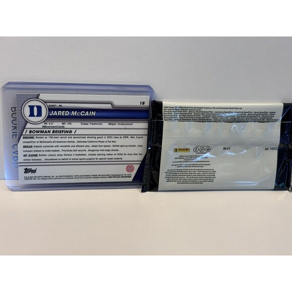 Jared McCain 1st Bowman Card & Panini Draft Picks Sealed Pack Duke Blue Devils - Picture 4 of 4
